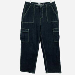 Hot Topic Women's Black Carpenter‎ Pants Size 17 High Rise Cargo Pockets Cotton